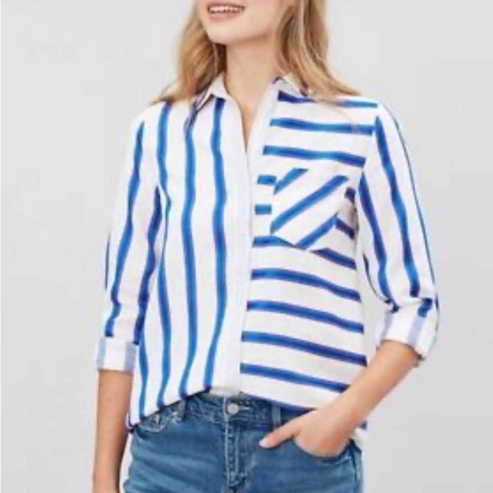 Joules Blue and White Striped Shirt